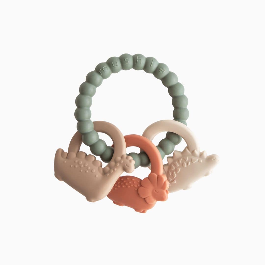 MUSHIE bijtring van siliconen dino