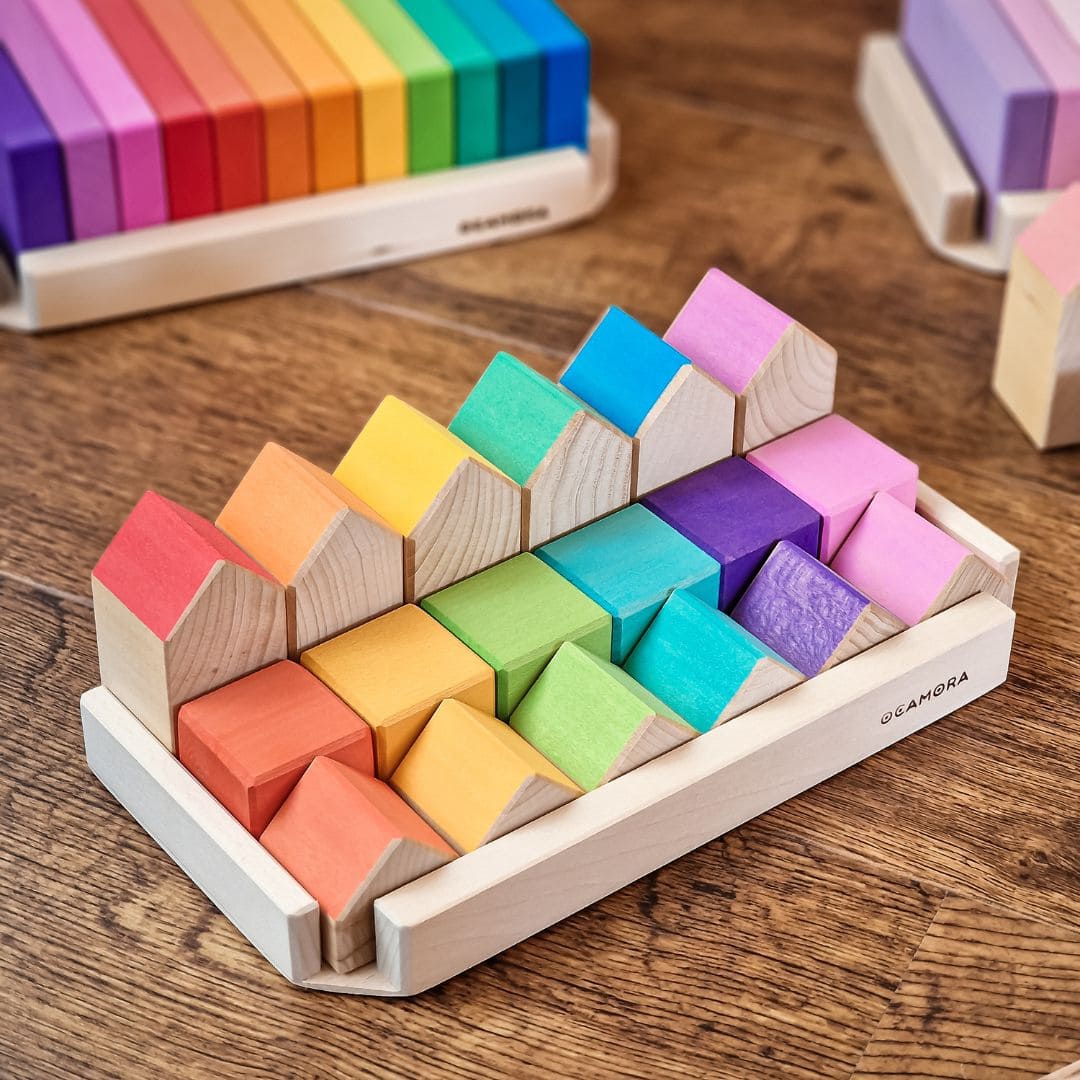 Ocamora houten blokken set regenboog
