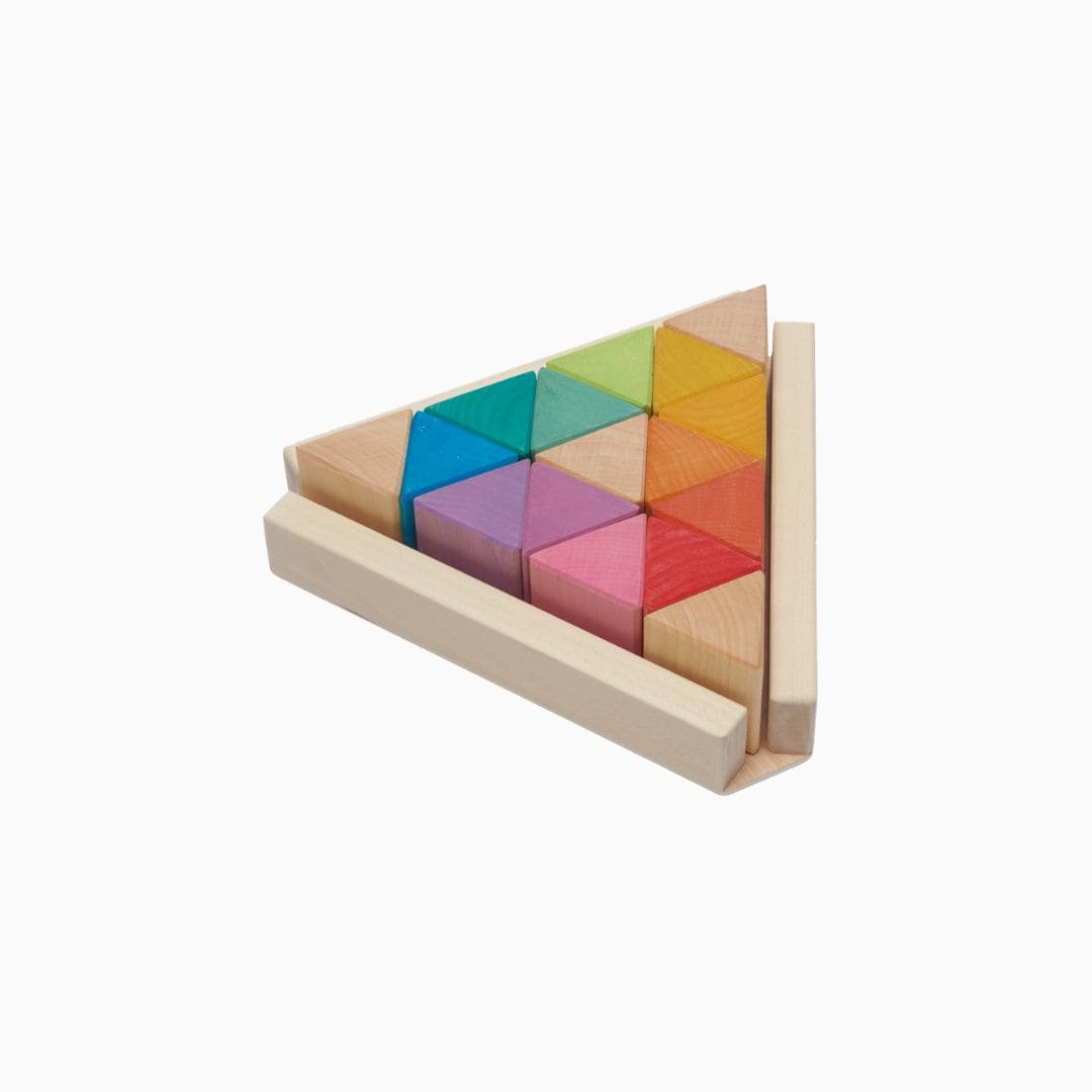 Ocamora houten piramide blokjes - driehoeken