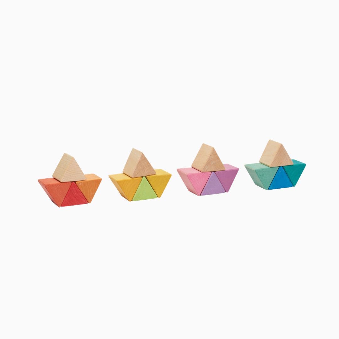 Ocamora houten piramide blokjes - driehoeken