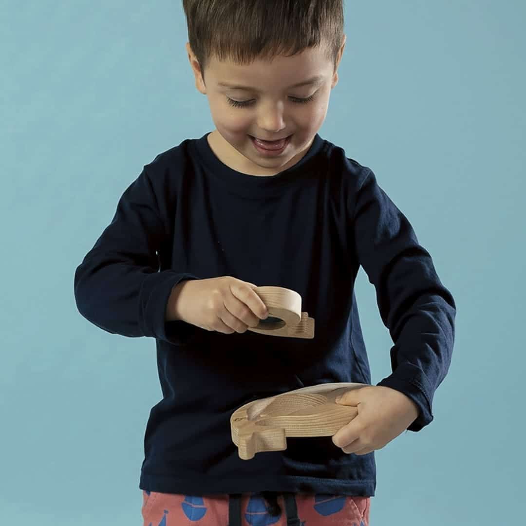 Petit boum tweedelige houten puzzel walvis
