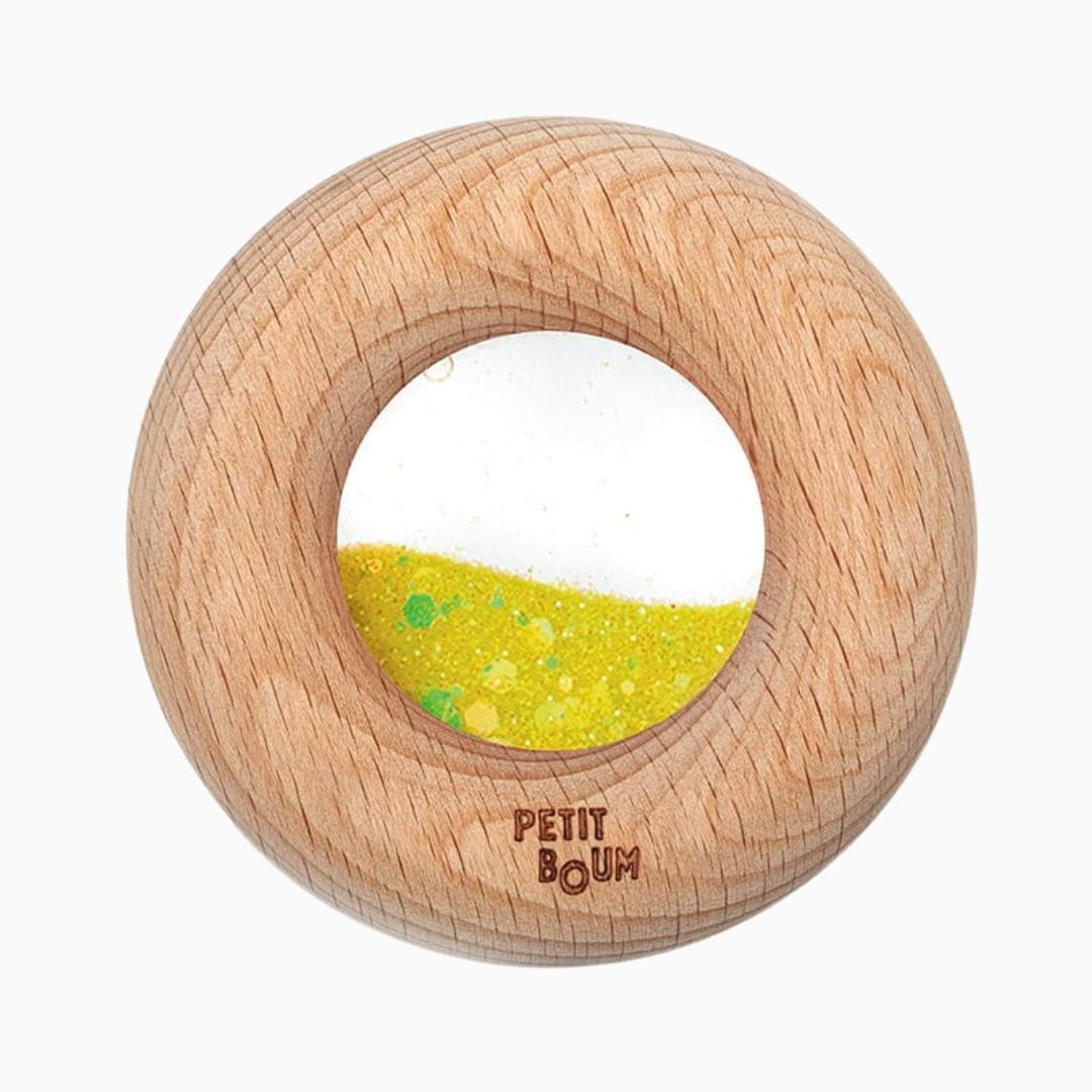 petit boum sensorische donut met gele glitter vloeistof