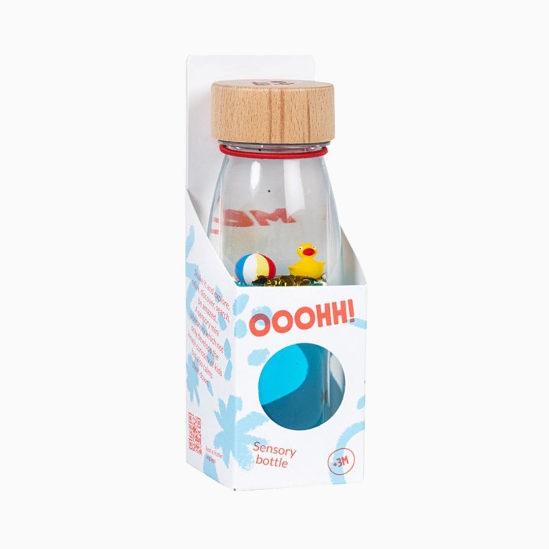 Petit Boum sensorische fles sensory bottle met eendjes en strandbal