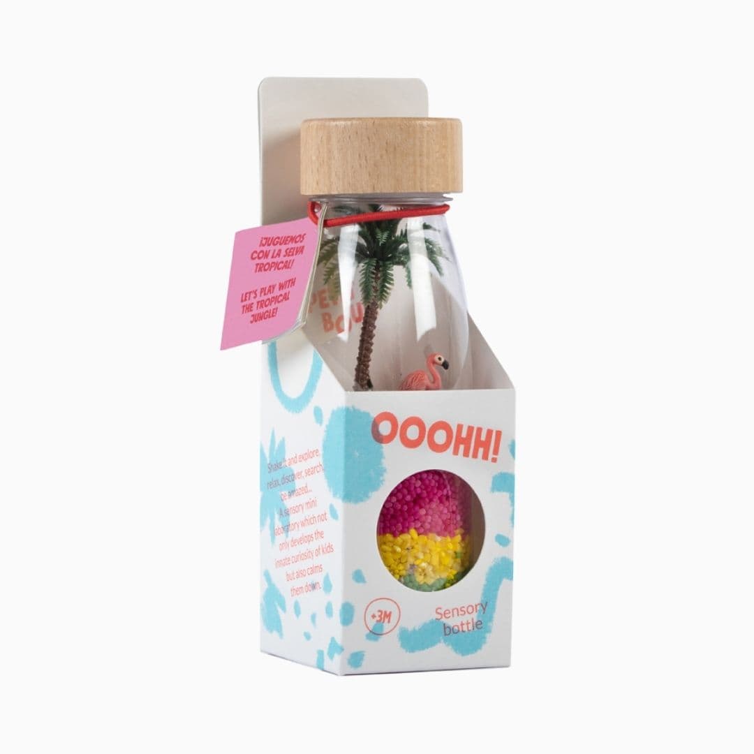 Petit Boum sensorische fles spy bottle flamingo