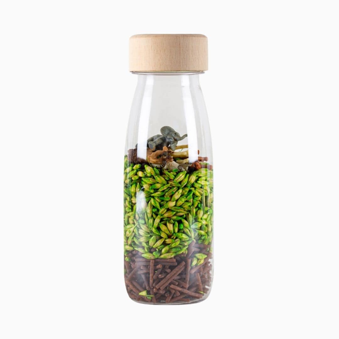 Petit Boum sensory bottle sensorische fles met jungle dieren