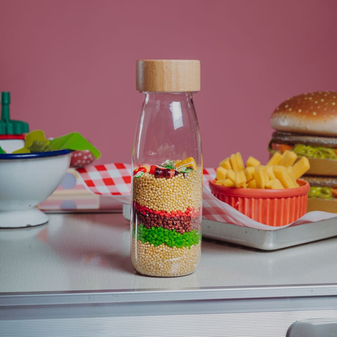 Petit Boum sensorische fles met fastfood van mcdonalds