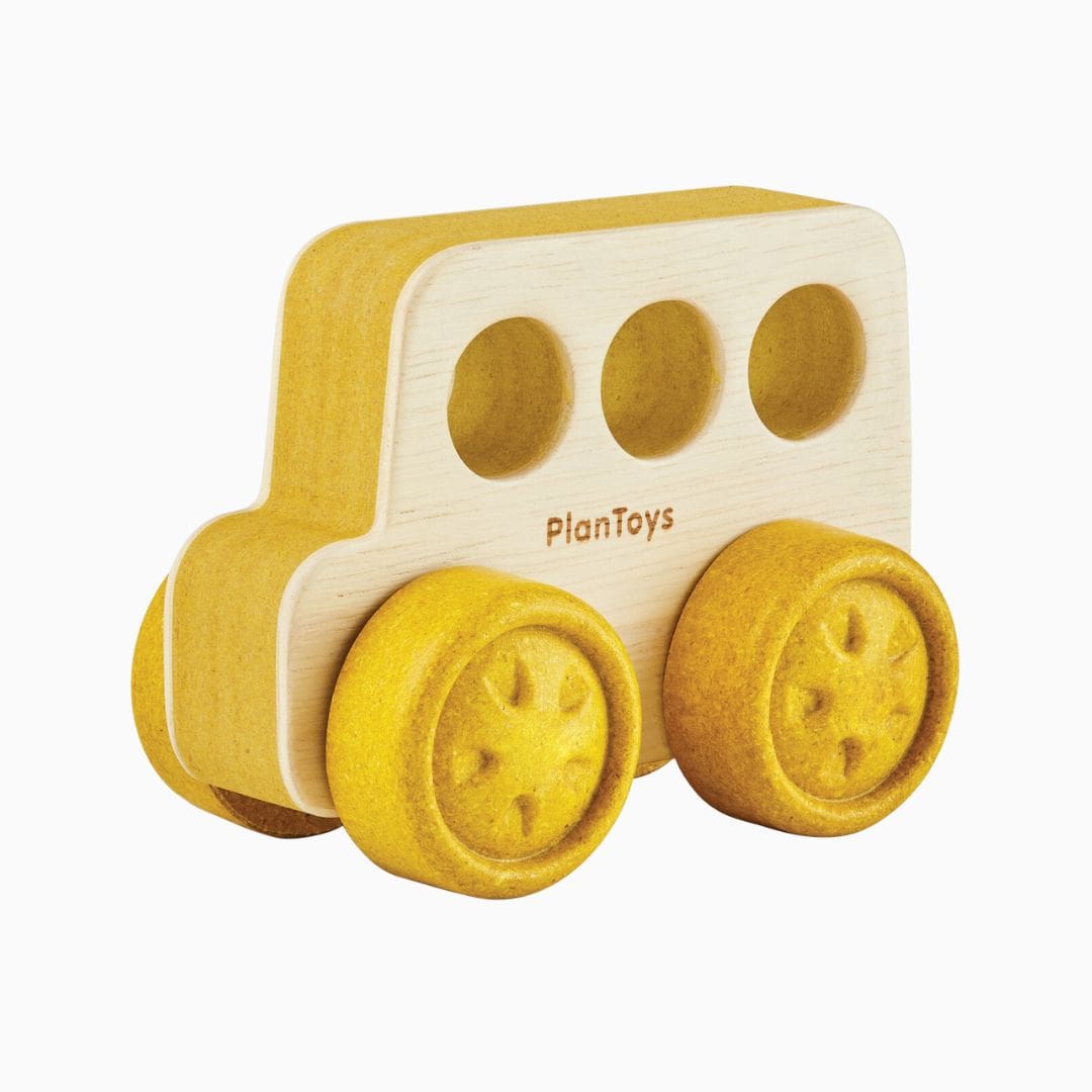 Plantoys houten auto geel Timber trail