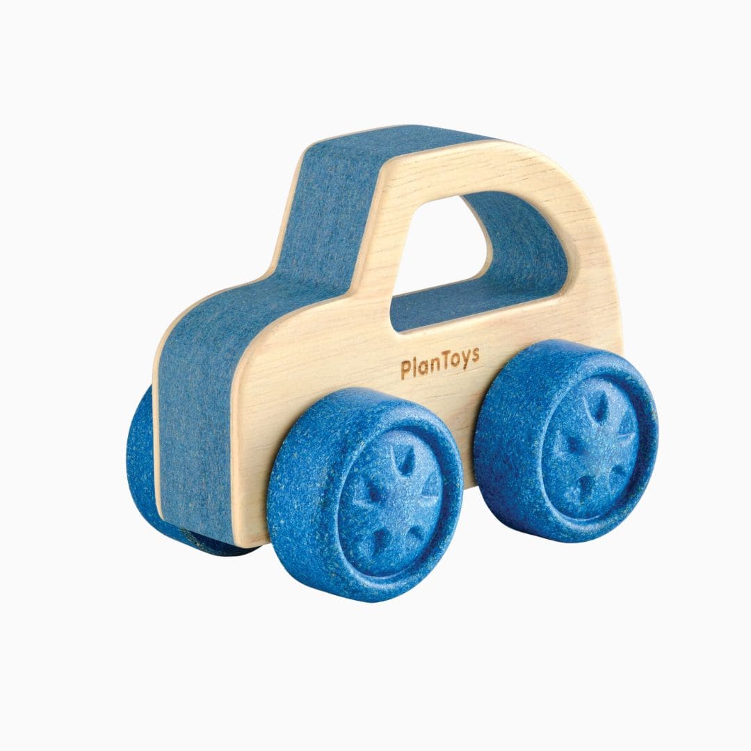 Plantoys blauwe speelgoedauto Timber trail