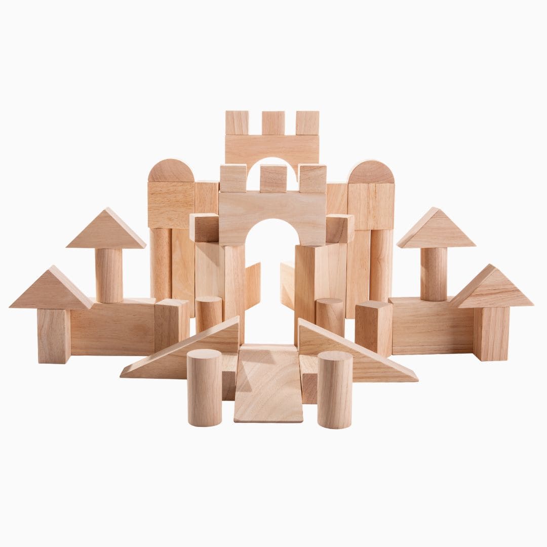 PlanToys duurzame houten speelgoed blokken naturel 50-delig