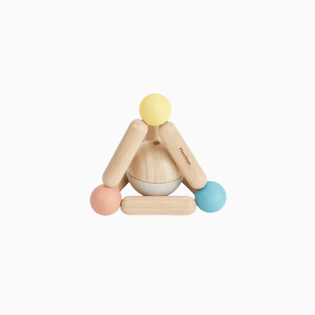 plantoys baby speelgoed rammelaar driehoek in pastel kleuren