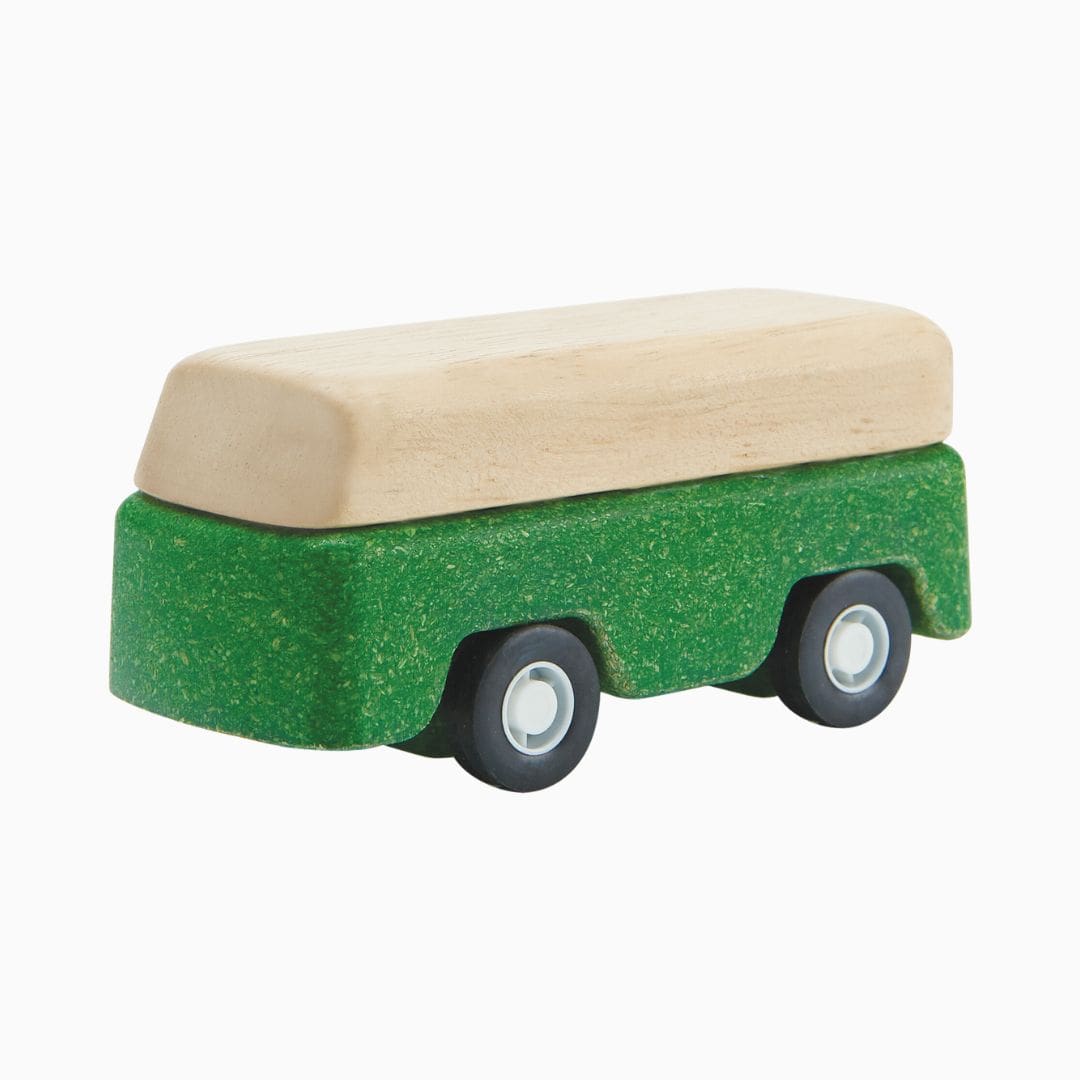 Houten groene bus van Plantoys