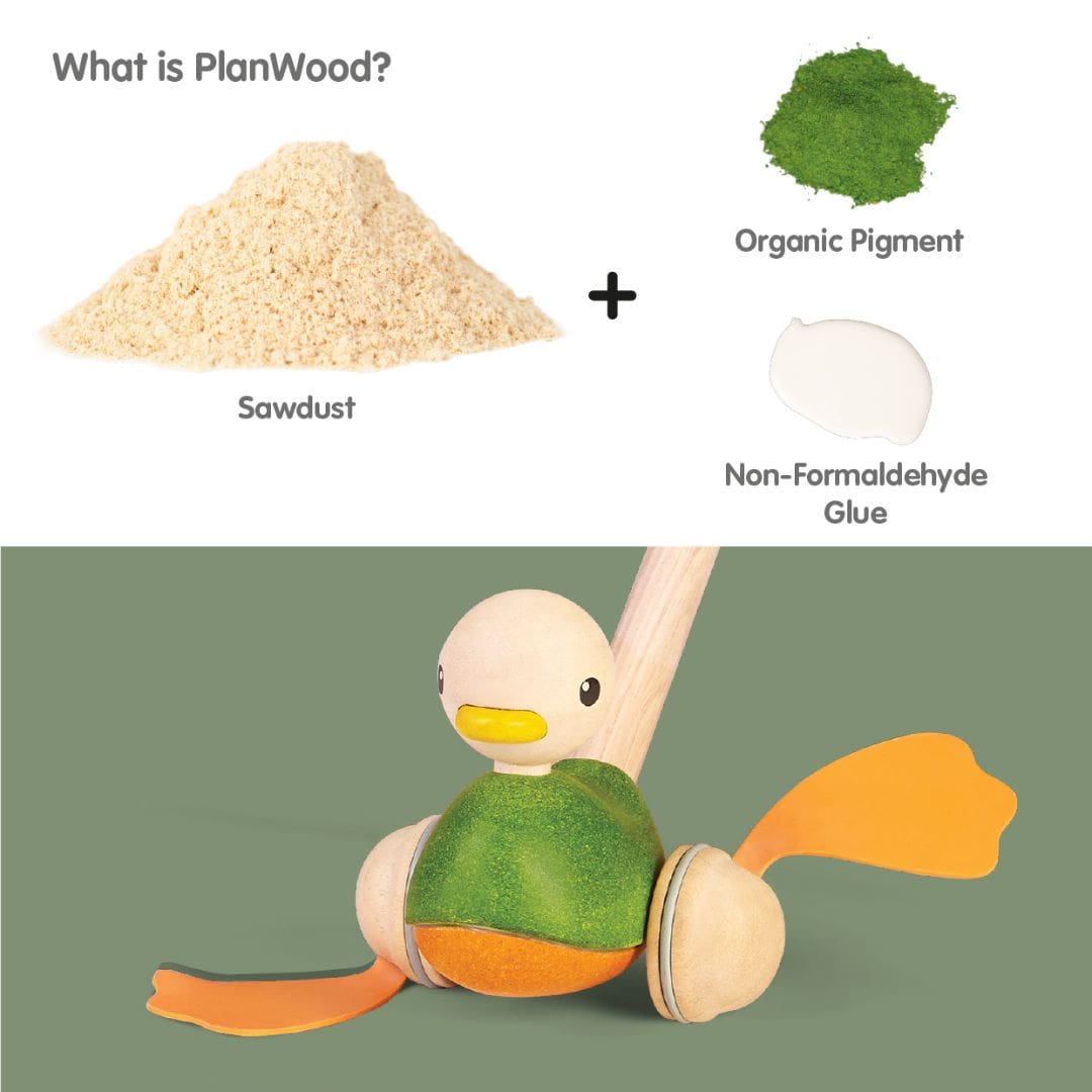 Uitleg wat is PlanWood? Duwstok Plantoys