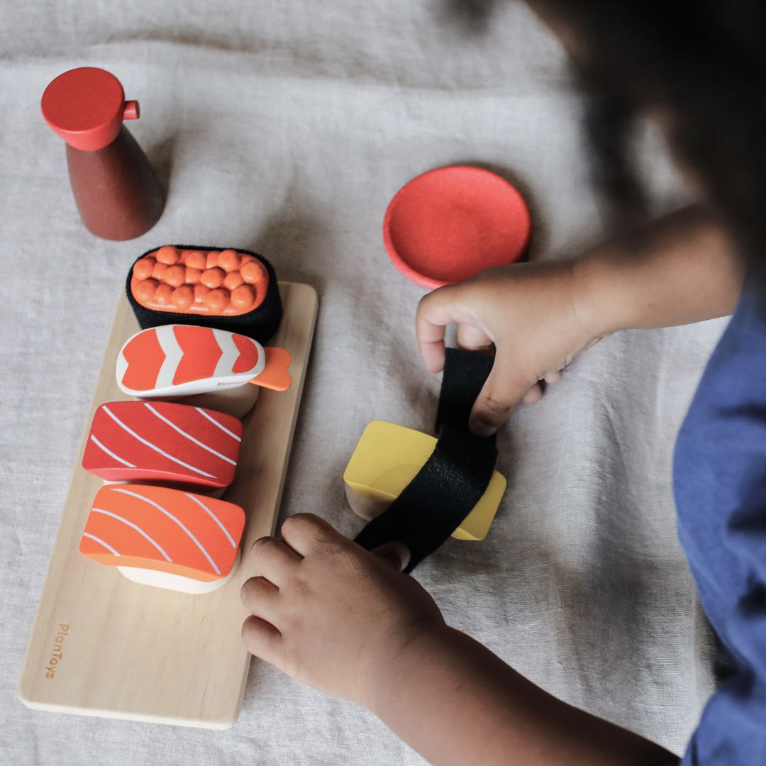 Plantoys sushiset 15-delig van Planwood hout