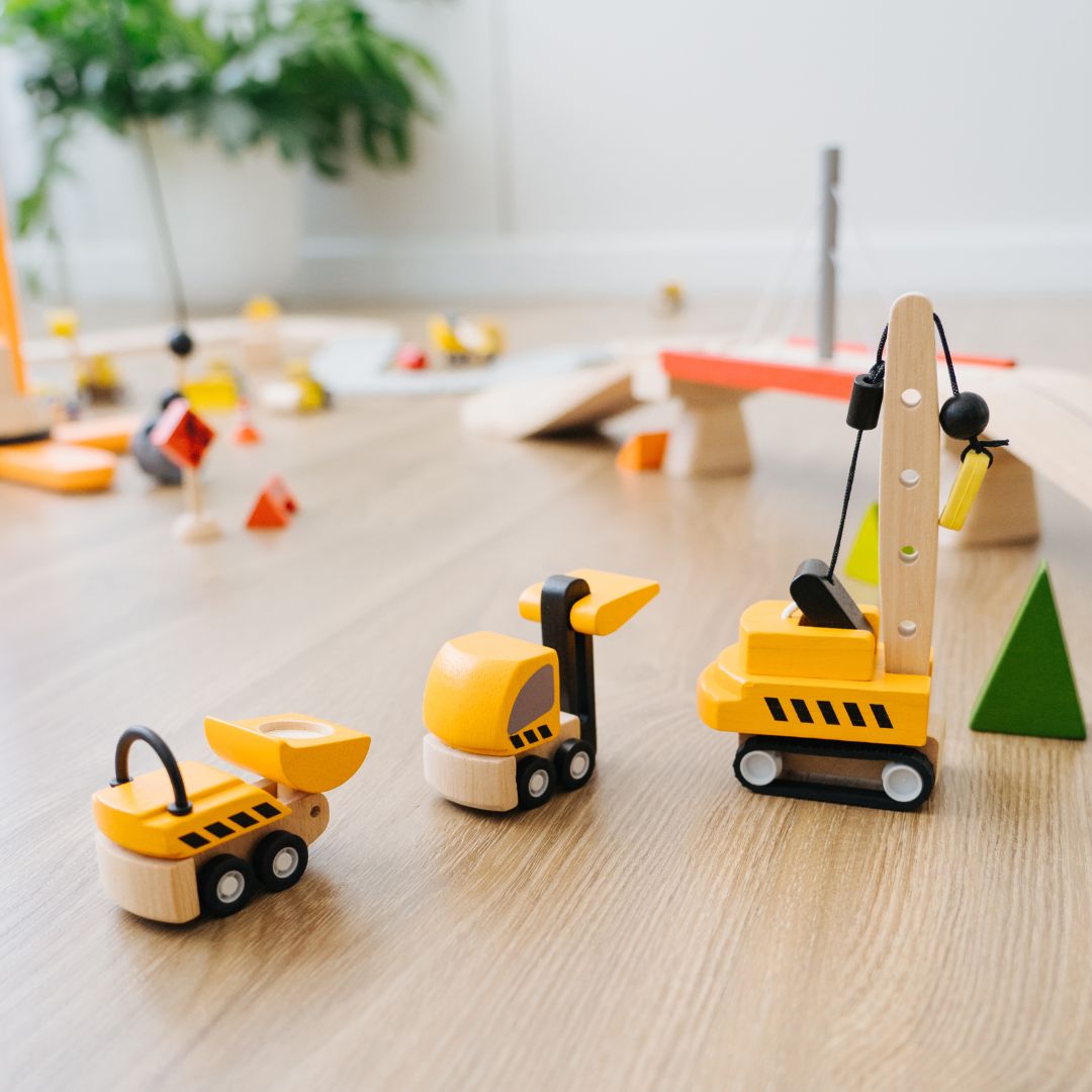 Plantoys bouwvoertuigen van hout