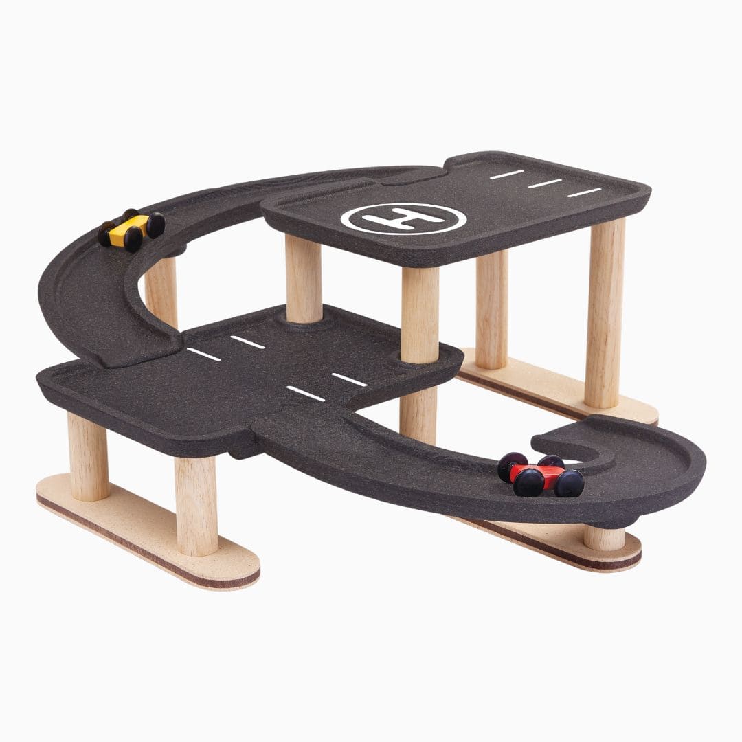 Plantoys parkeergarage van hout met twee auto's
