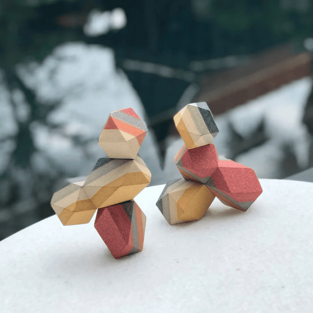Plantoys houten stapelblokken met schuine vlakken