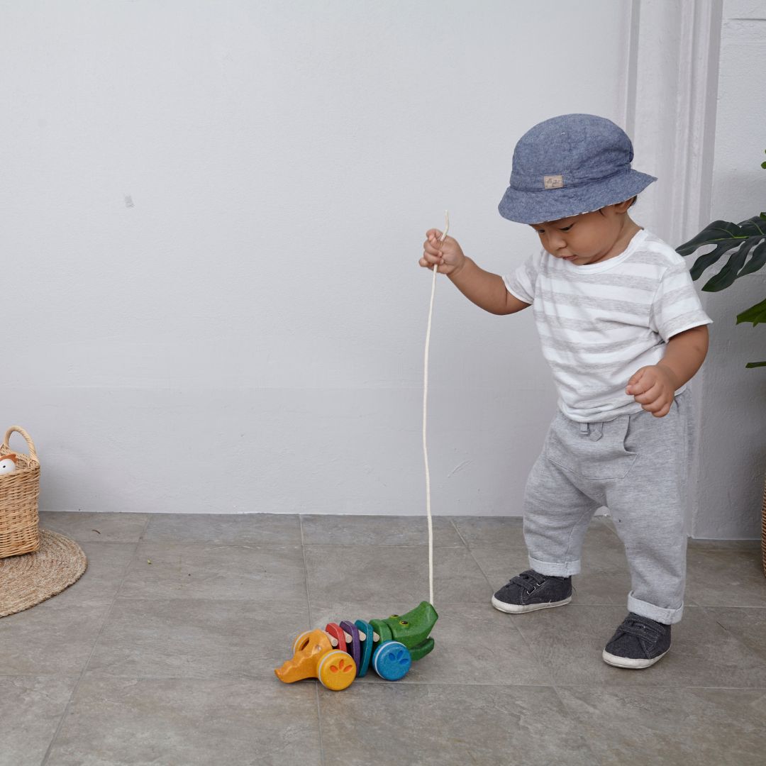 Plantoys trekfiguur regenboog krokodil van planwood