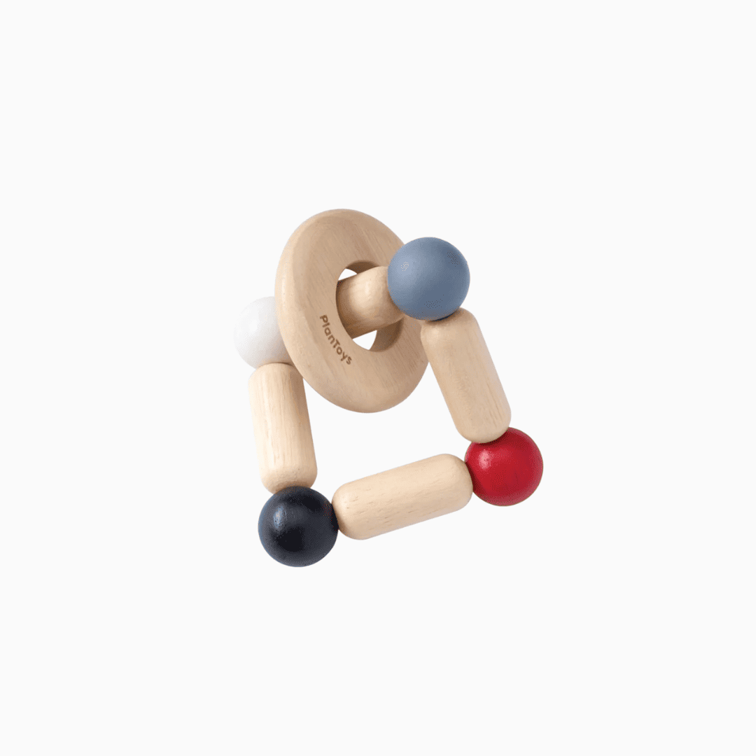 Plantoys contrasterende rammelaar zwart wit rood