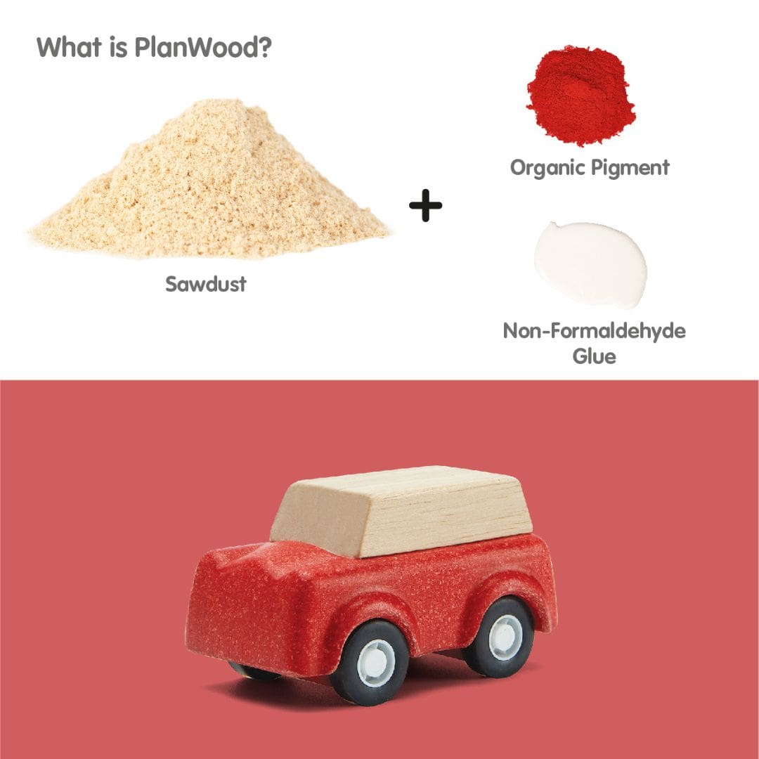 Rode houten suv van Plantoys