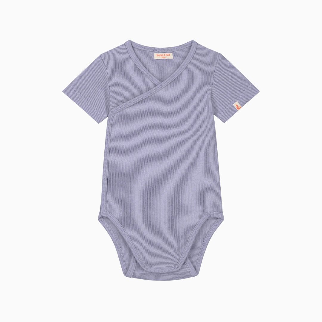 Romp & Roll wikkelromper met korte mouwen in de kleur mystic paars