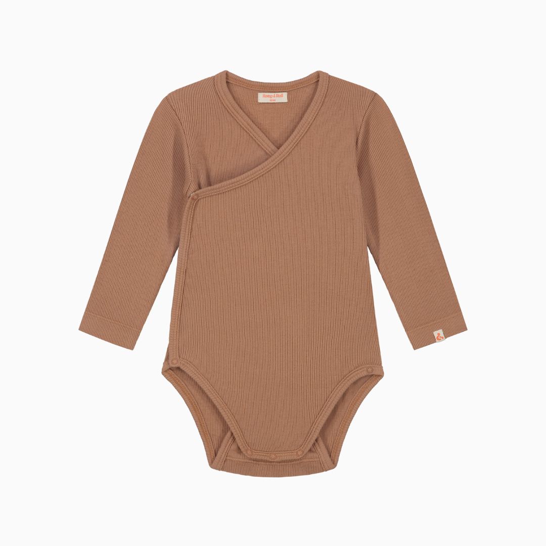 Wikkelromper met lange mouwen terra van Romp & Roll