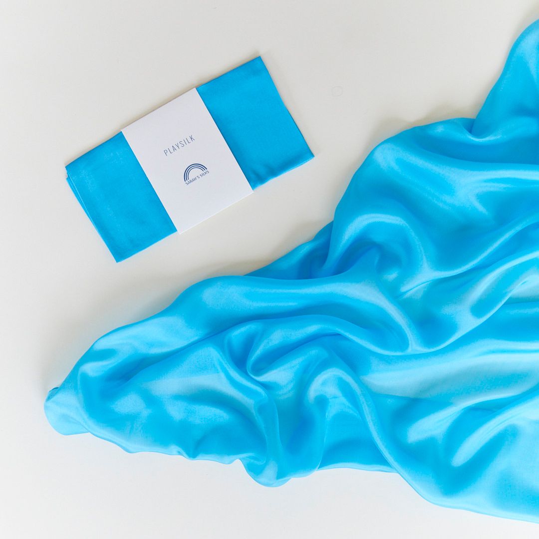 Sarah's Silks speelzijde in de licht blauwe kleur sky van 88 bij 88 cm