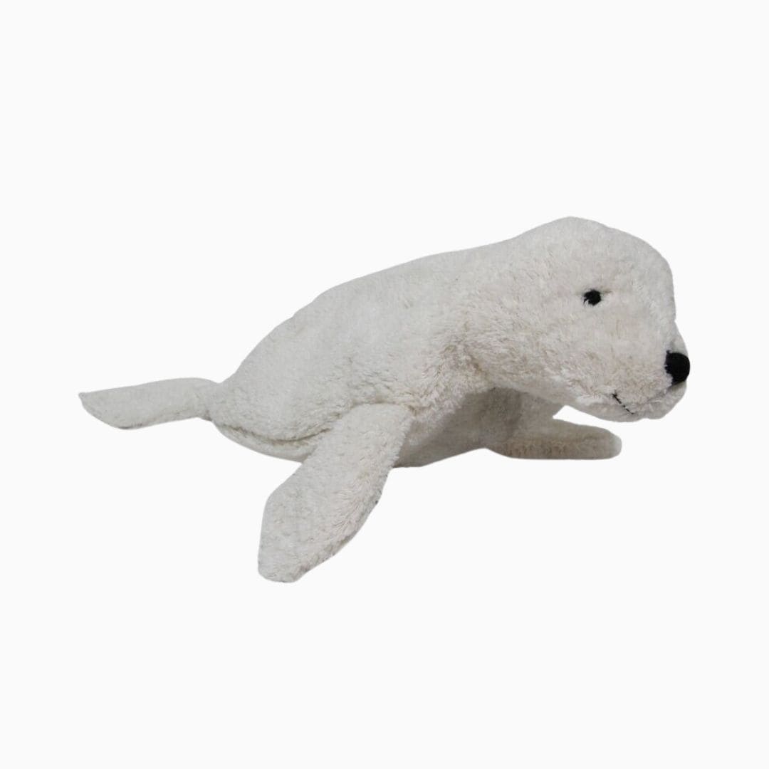 Senger Naturwelt warmteknuffel zeehond met kersenpitten in de kleur wit