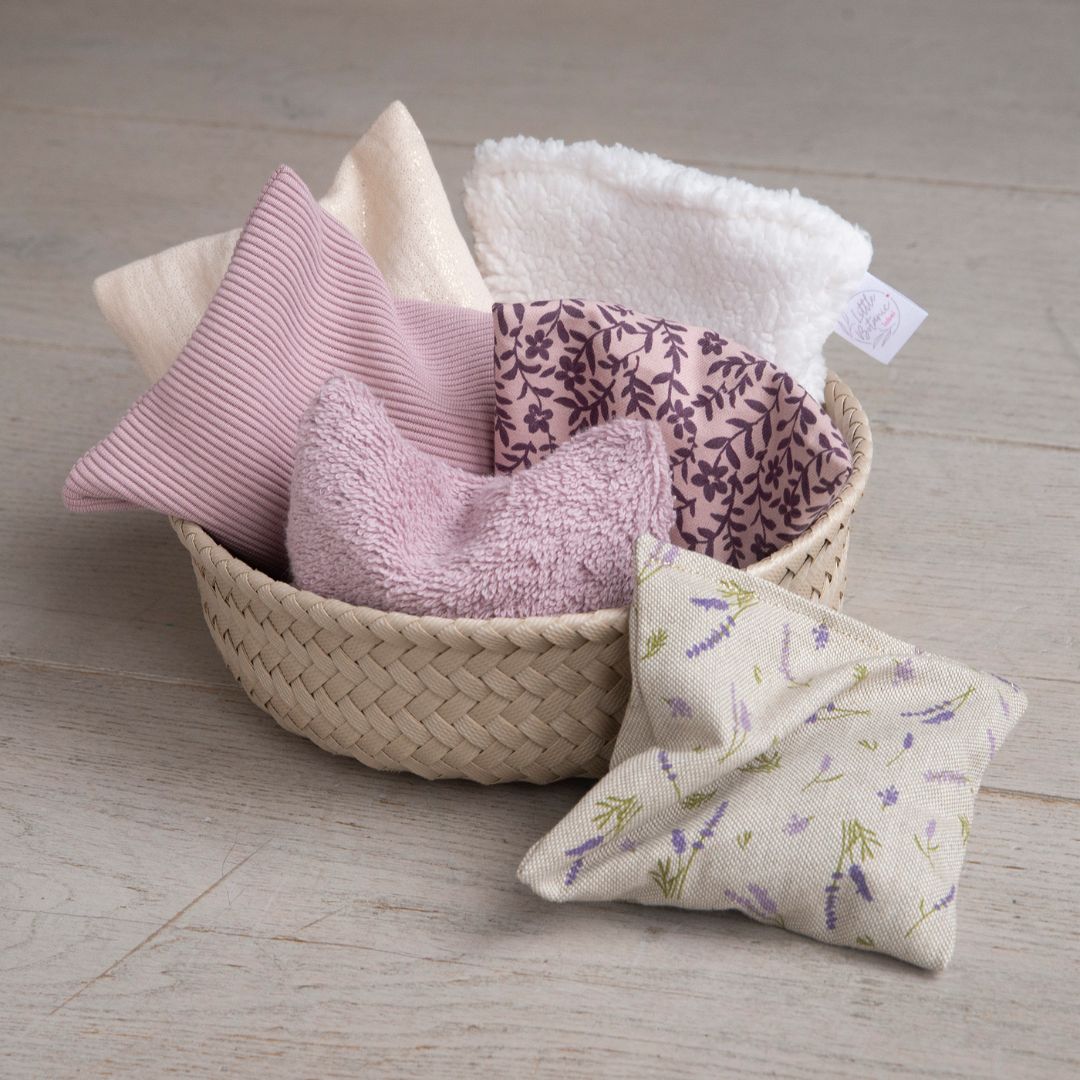 Little Botanic label pittenzakjes mauve in paarstinten