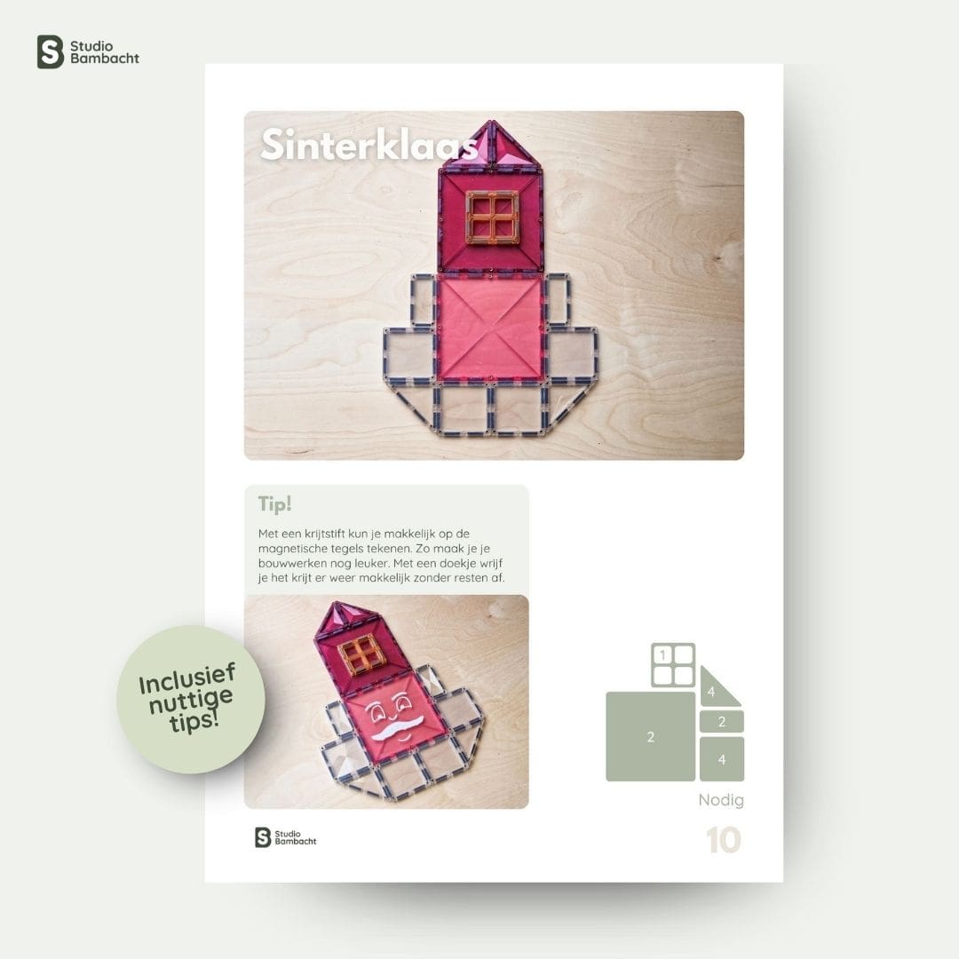 Connetix speelgids met Sinterklaas bouwideeën voor magnetische tegels