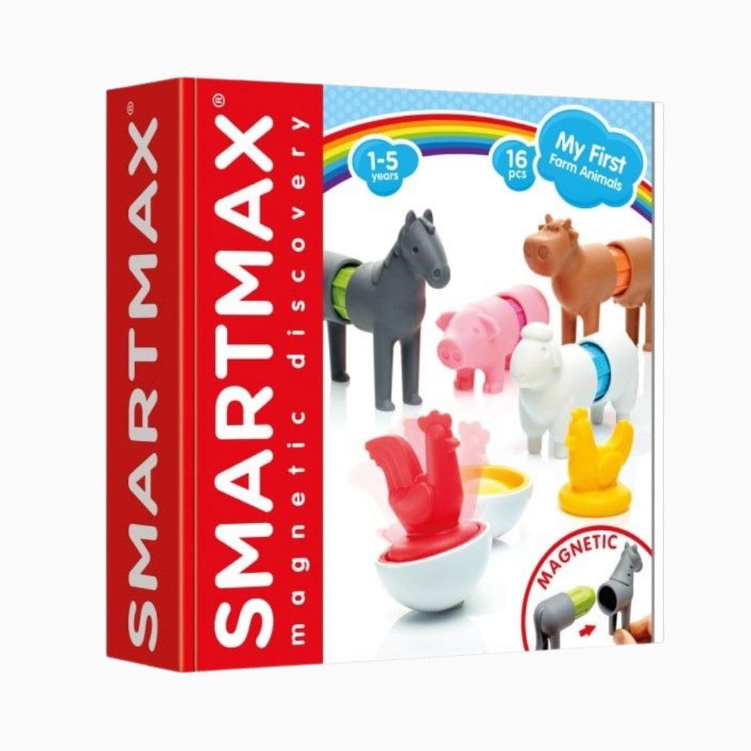 Smartmax magnetisch speelgoed voor dreumes en peuter my first farm animals set met vijf boerdijdieren