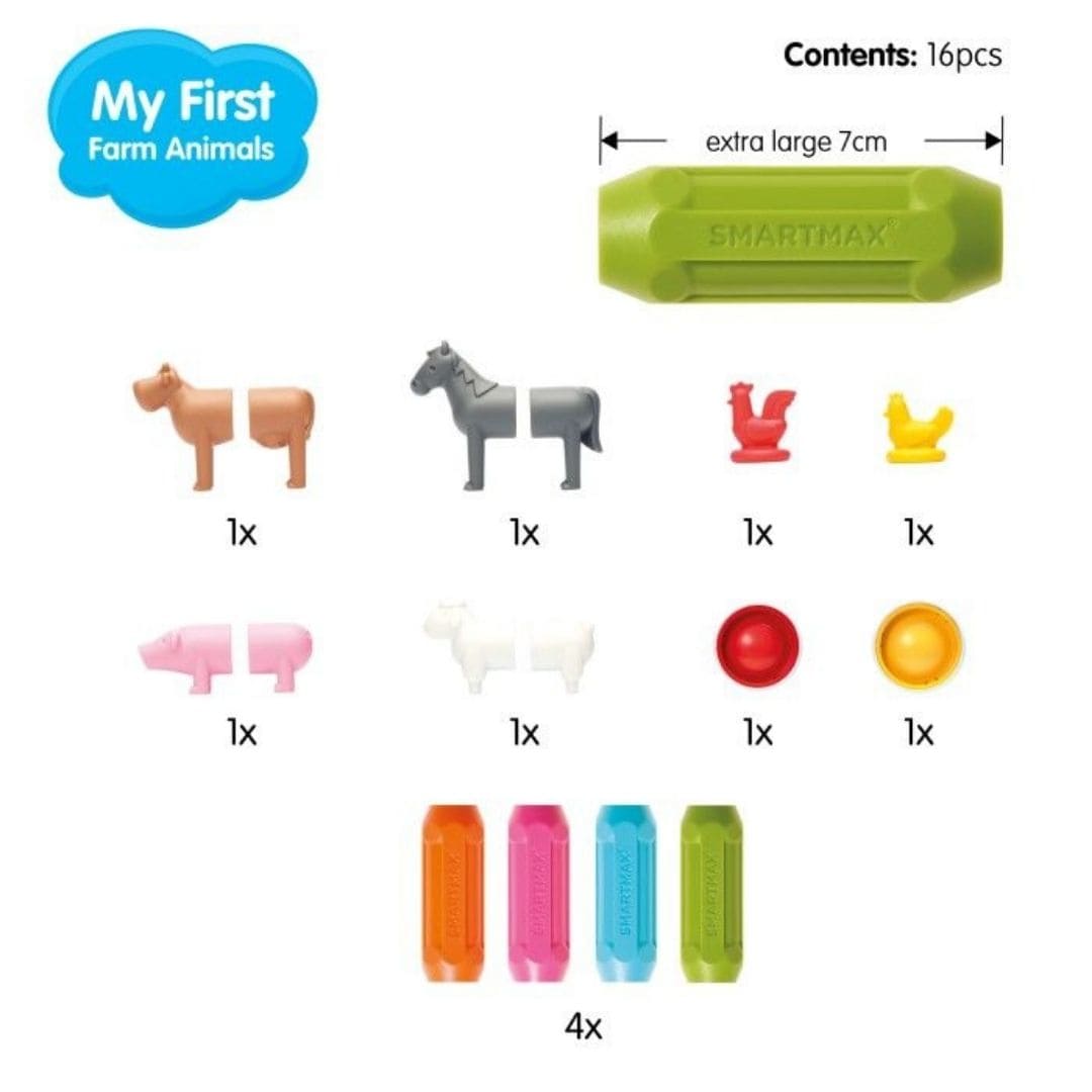 Smartmax magnetisch speelgoed voor dreumes en peuter my first farm animals set met vijf boerdijdieren