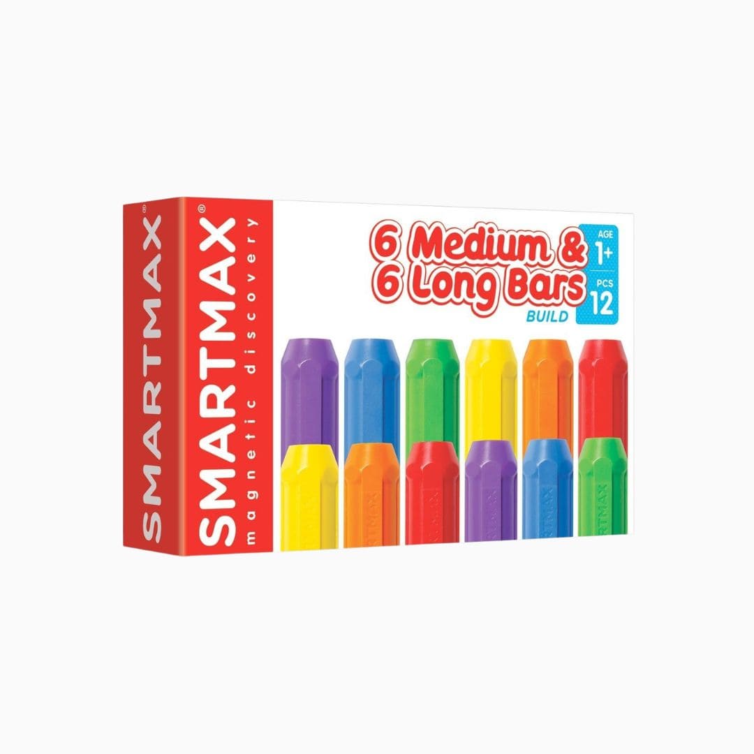 SmartMax XT set met 6 medium en 6 lange magnetische staven in regenboogkleuren