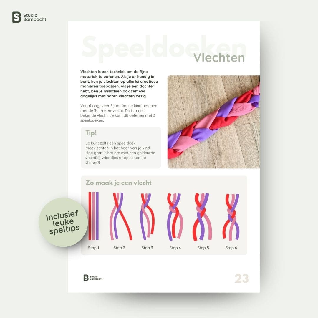 Afbeelding met spelideeën uit speelgids over speeldoeken van Studio Bambacht