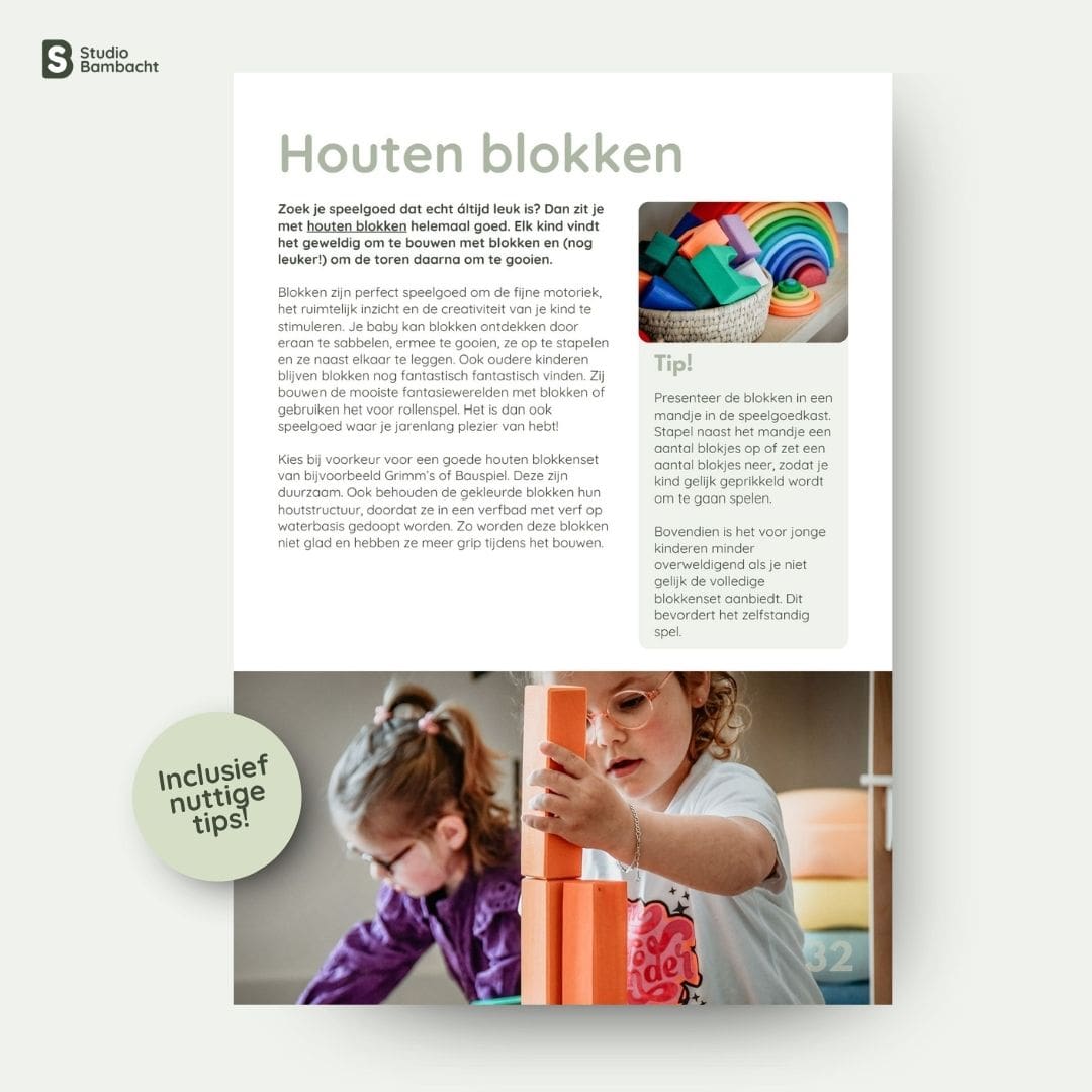 Speelgids van Studio Bambacht met informatie over open einde speelgoed