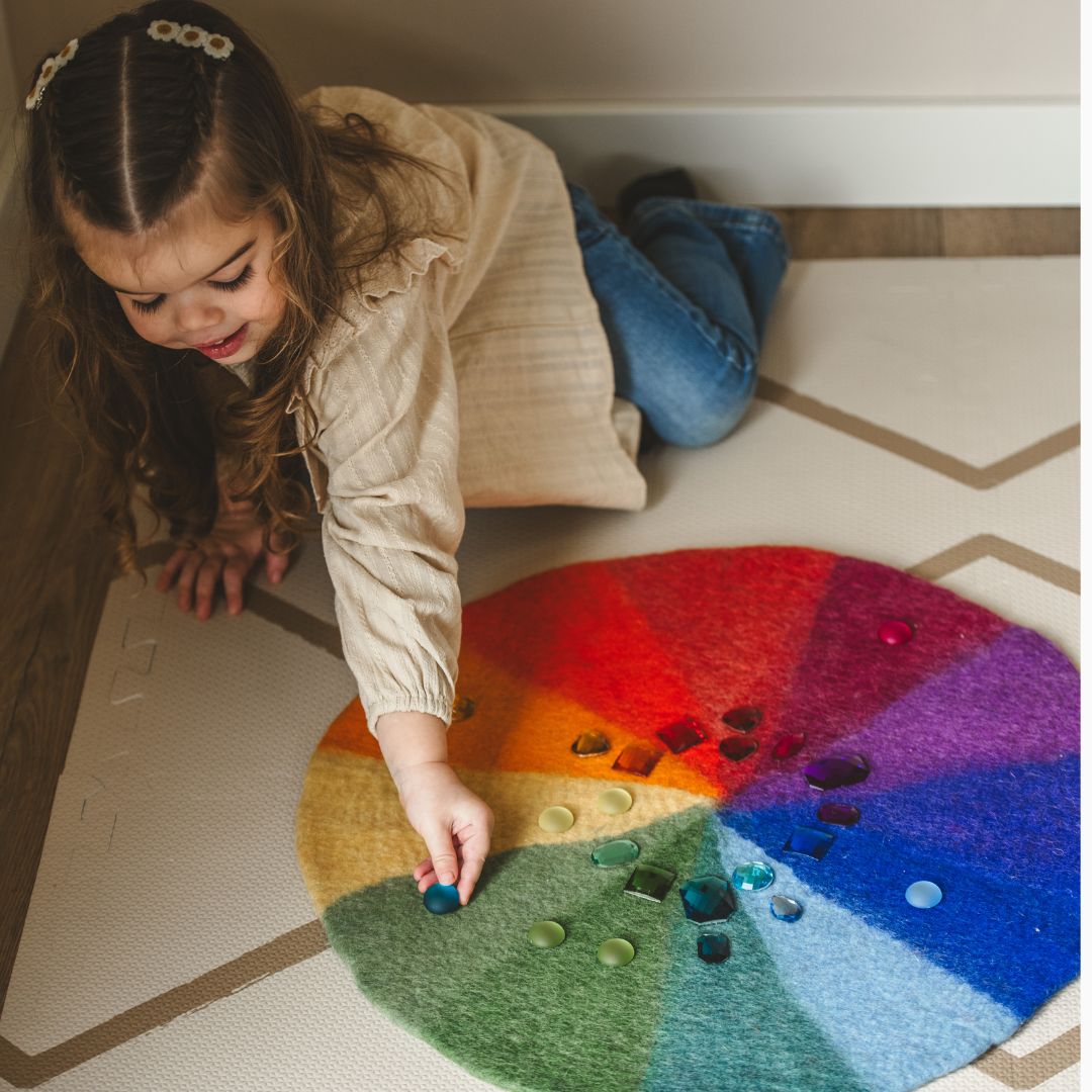 Bauspiel regenboog speelkleed van wolvit