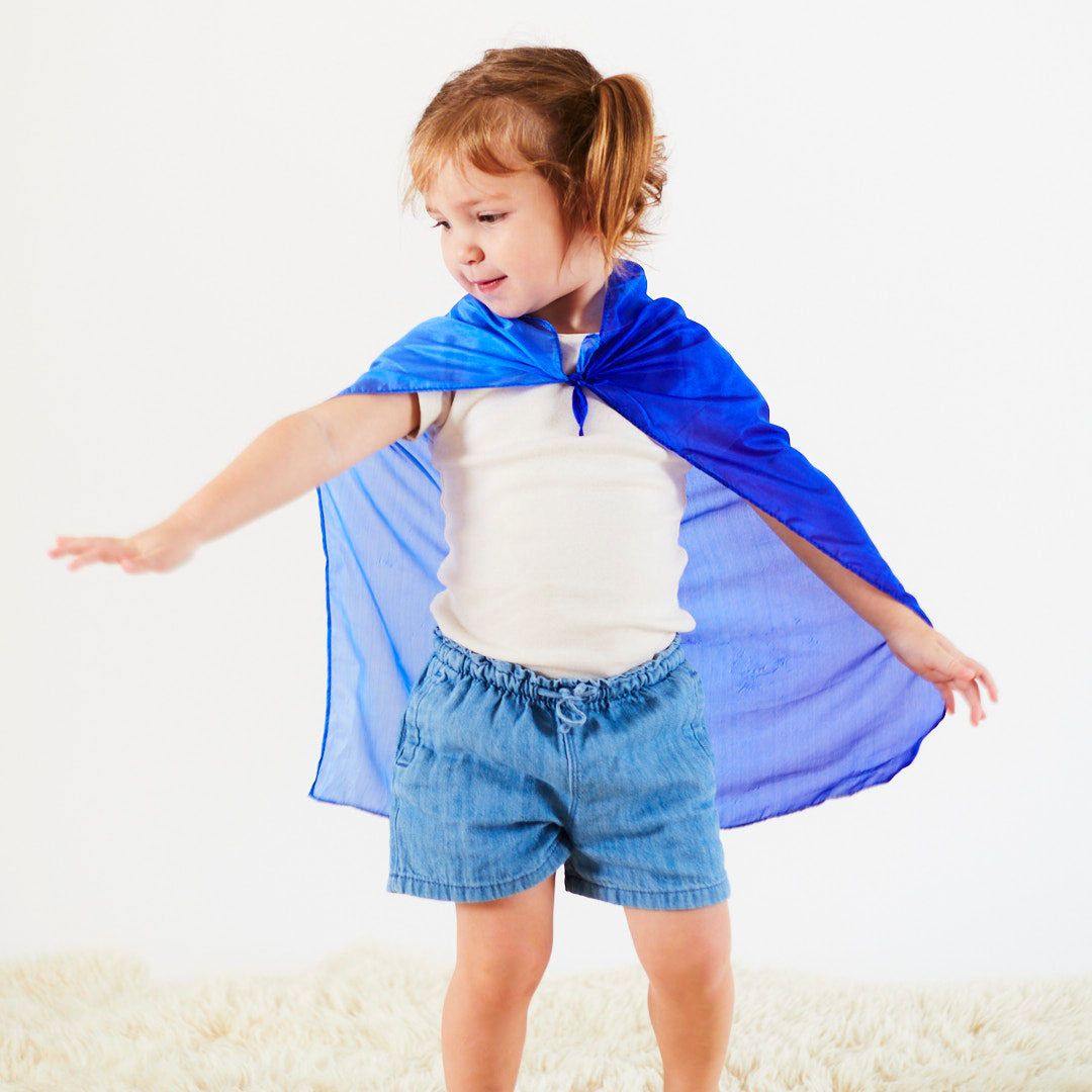 Mini speelzijde van Sarah's Silks uit de valentijnscollectie in de kleur blueberry blauw