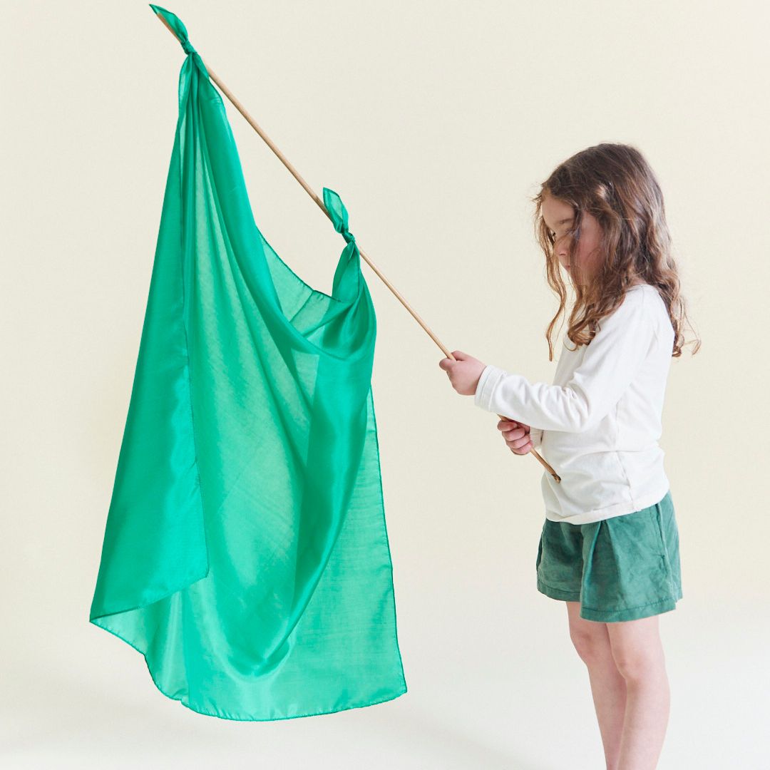 Sarah's Silks speelzijde in de groene kleur emerald van 88 bij 88 cm