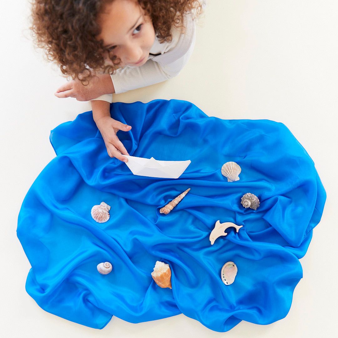 Sarah's Silks speelzijde in de blauwe kleur royal blue van 88 bij 88 cm