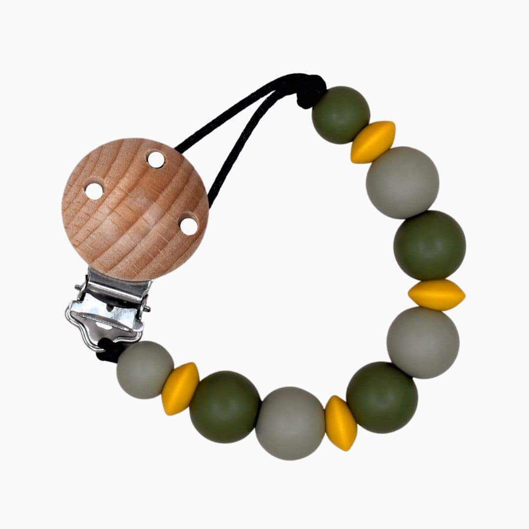 Speenkoord okergeel groen gemaakt door Iris van Studio Bambacht