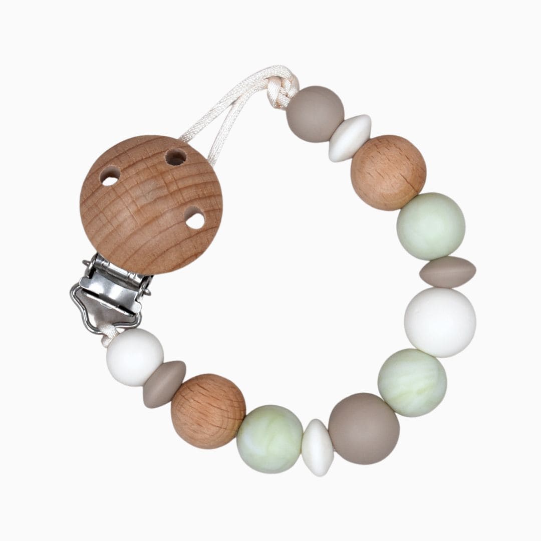 Speenkoord zonder naam in de kleuren taupe, wit en marmer groen Studio Bambacht