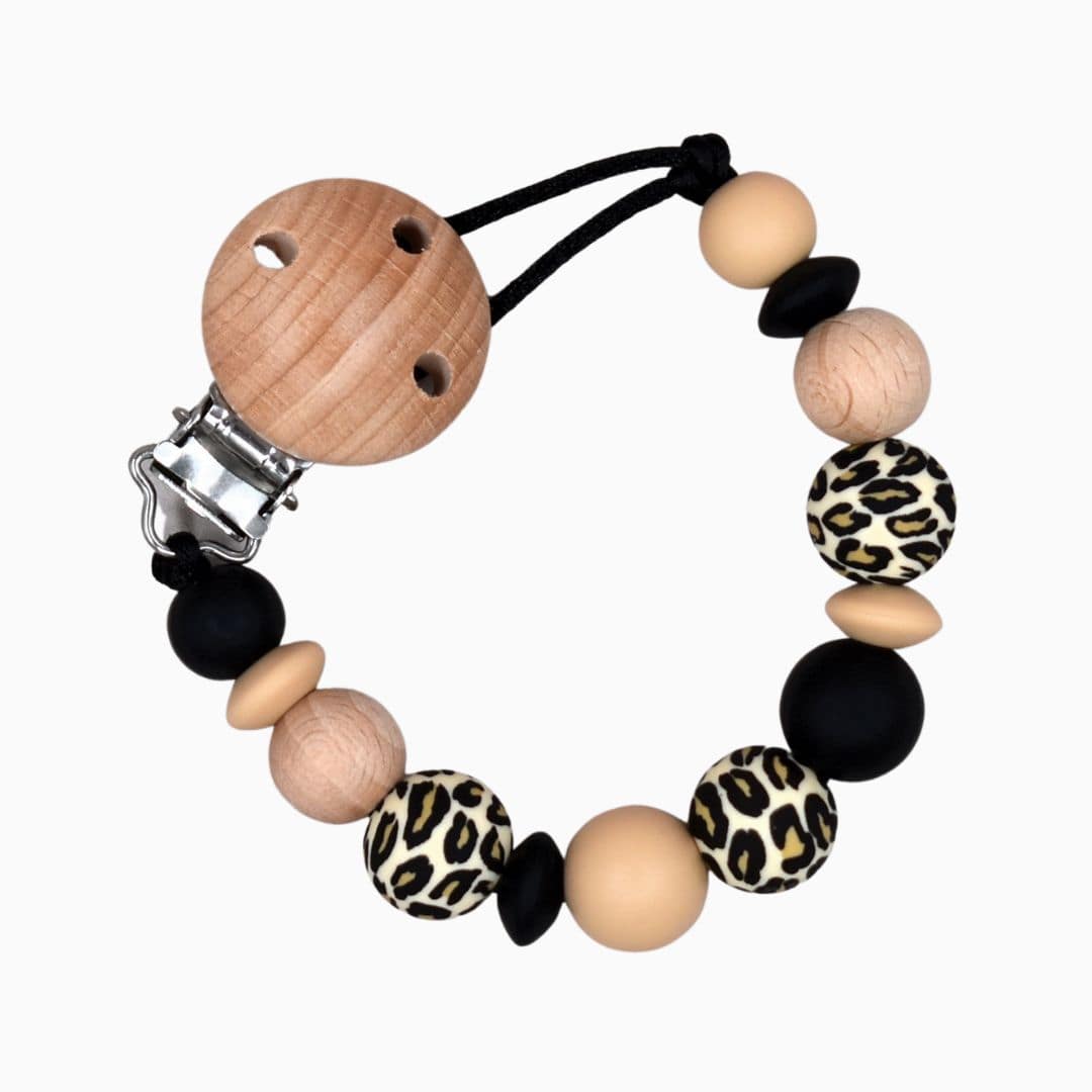 Speenkoord zonder naam luipaard zwart beige van Studio Bambacht