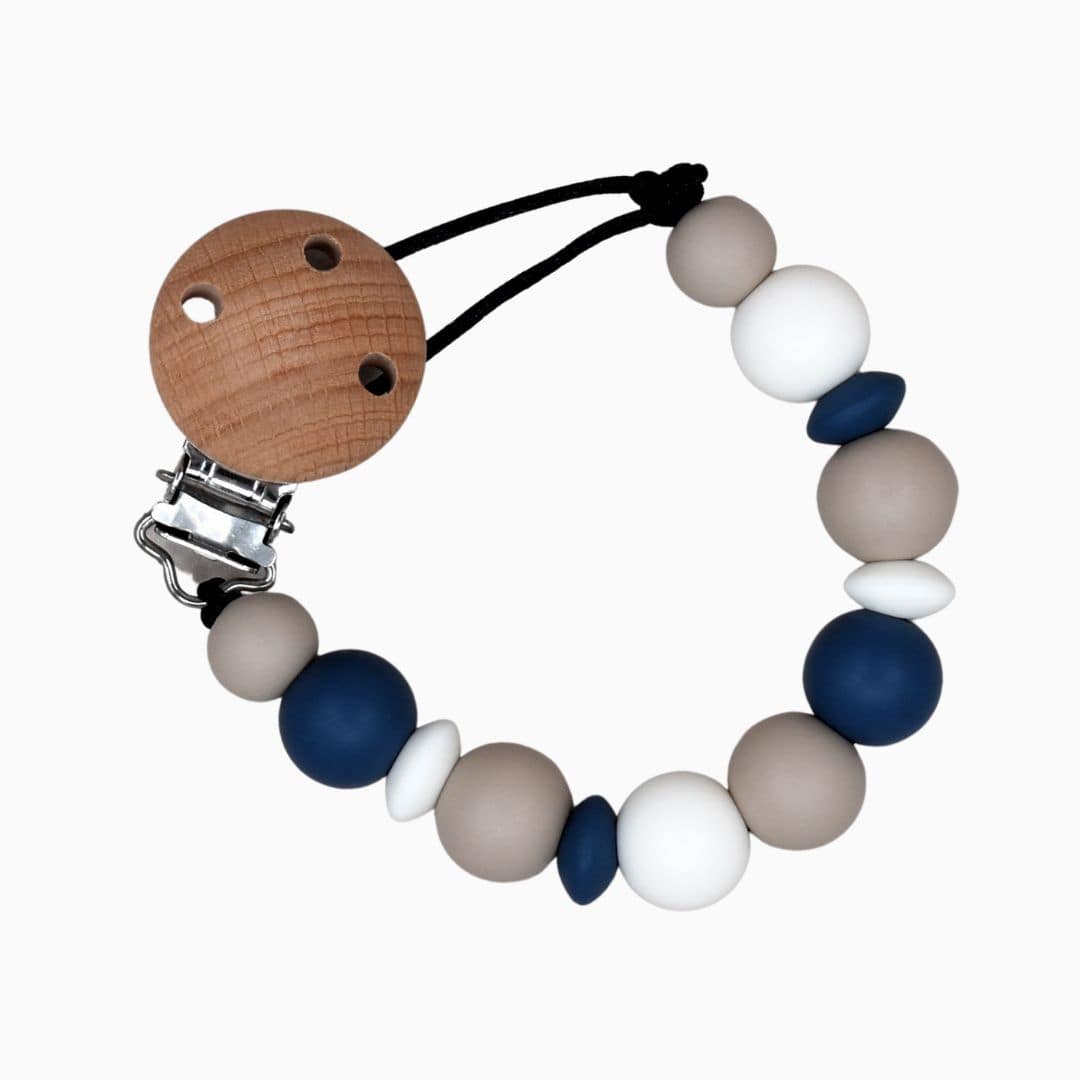 Speenkoord zonder naam navy blauw en taupe van Studio Bambacht