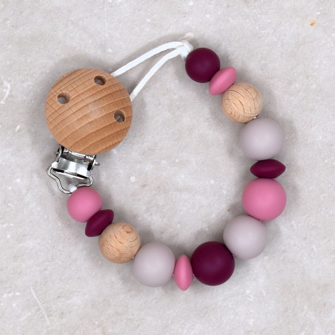 Speenkoord zonder naam vintage floral roze Studio Bambacht