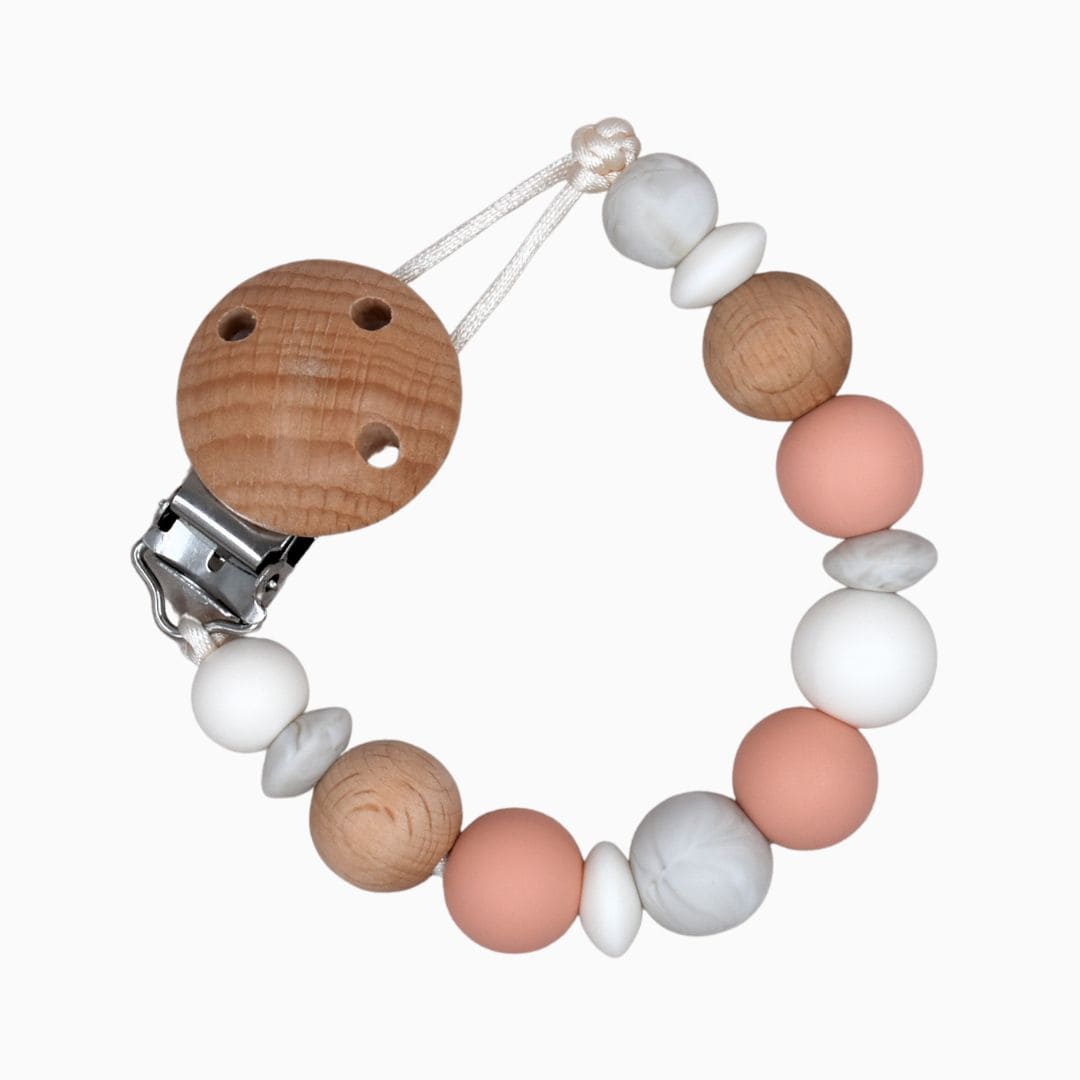 Speenkoord zonder naam zalm roze marmer van Studio Bambacht