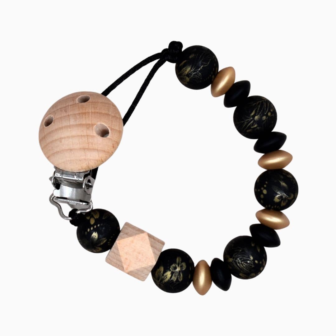 Speenkoord zonder naam zwart met gouden accenten van Studio Bambacht