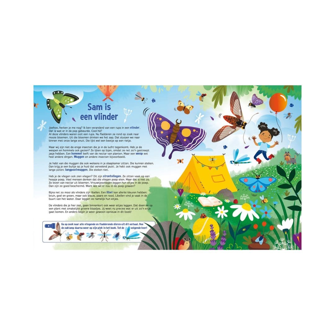 Zaklampboek speuren naar insecten en kriebelbeestjes