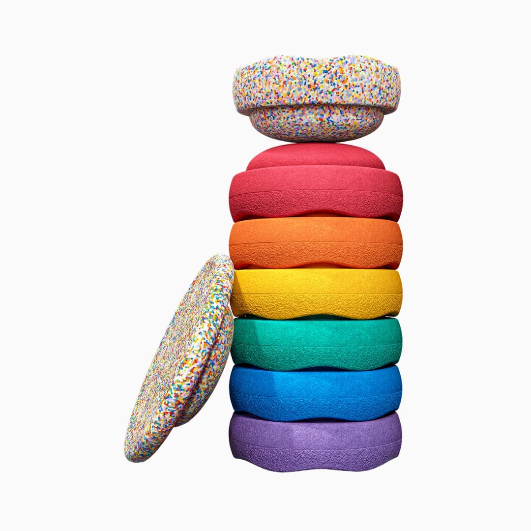 Stapelstein super confetti rainbow set 6+1 met extra stapelstein original super confetti steen
