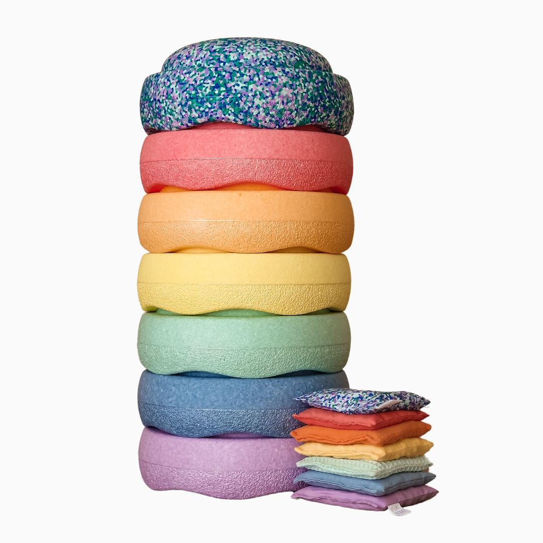 Voordeelbundel stapelstein en pittenzakjes in pastel en super cool confetti