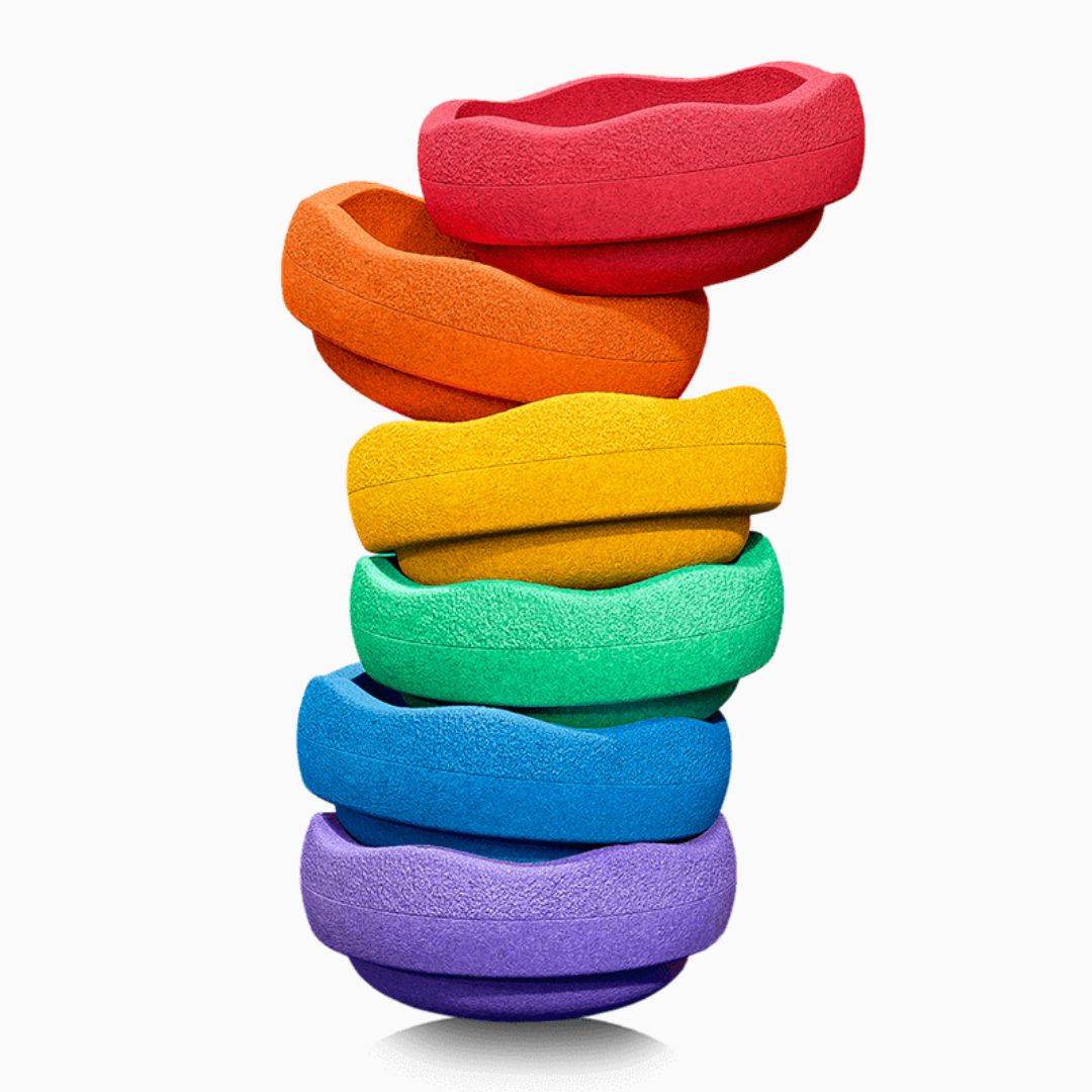 Stapelstein classic rainbow regenboog stapelstenen set van 6