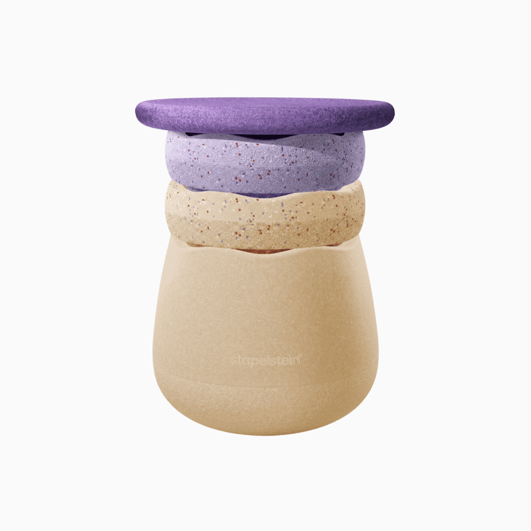 Stapelstein dynamic all winter special set met paars balansbord, beige base en twee limited edition original stenen
